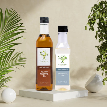 Cold Pressed Yellow Mustard oil 1L + Coconut Oil 500ml