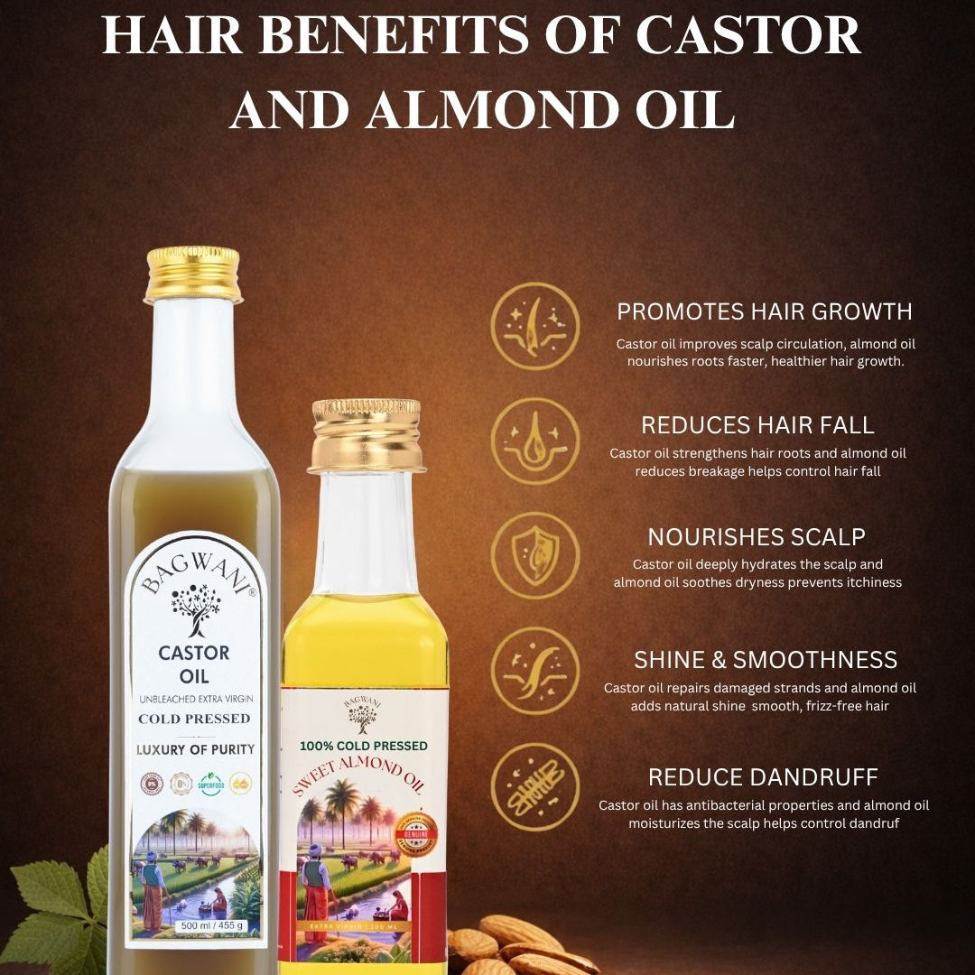 Hair Rescue Duo (500ml Castor Oil + 100ml Almond Oil)
