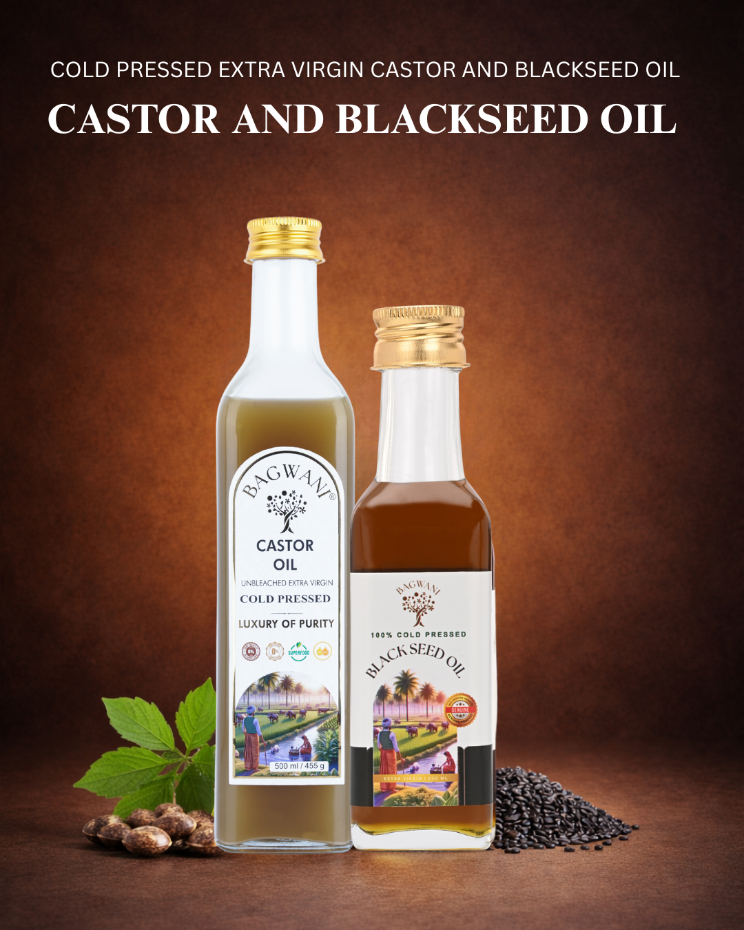 Shield & Shine Duo (500ml Castor Oil + 100ml Kalonji Oil)