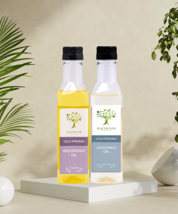 cold pressed coconut oil and ground nut oil