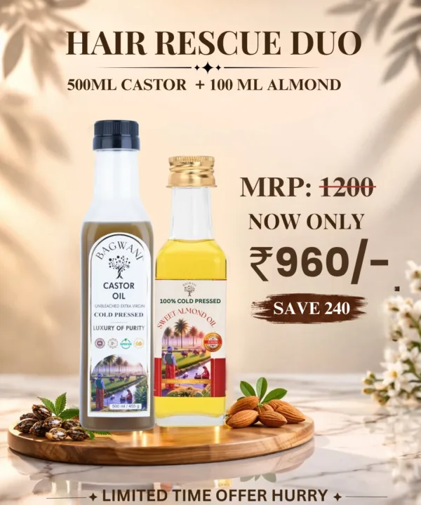 Holi Hair Rescue Duo (500ml Castor Oil + 100ml Almond Oil)