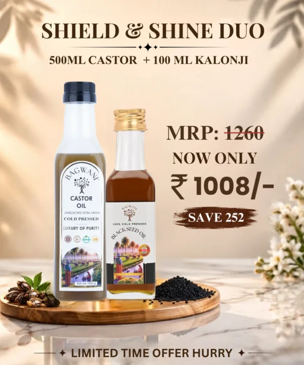 Shield & Shine Duo (500ml Castor Oil + 100ml Kalonji Oil)